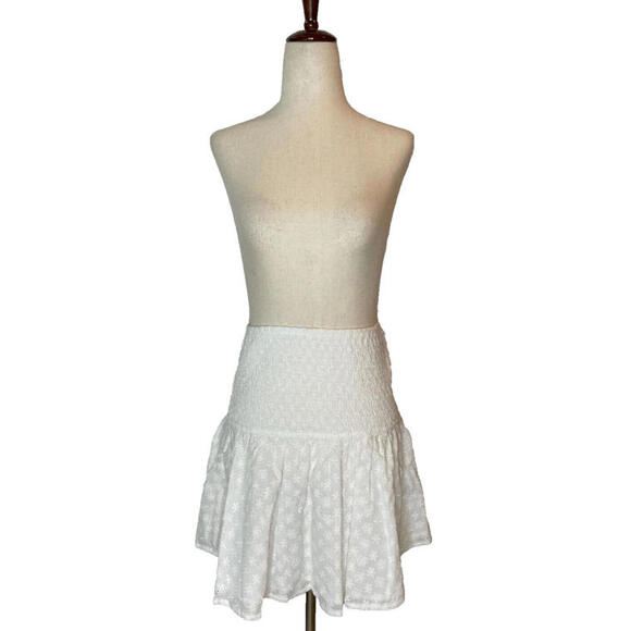 Sabo Harmony Skirt Womens S Eyelet Smocked Stretch High Waist Mini Skirt New - Picture 3 of 9